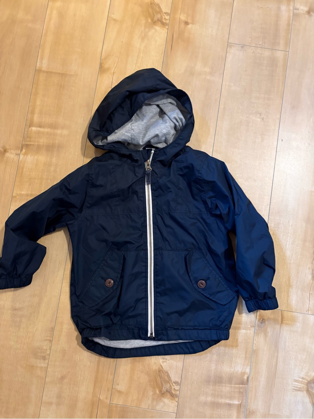 GAP Navy Hooded Raincoat with Gray Lining